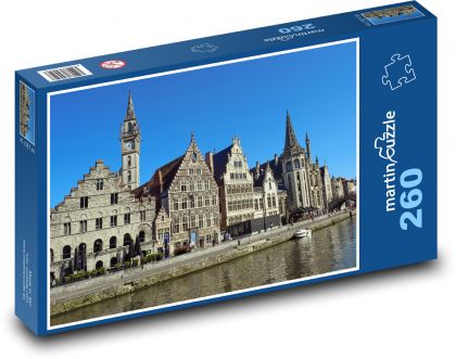 Gent - Belgicko, domy pri rieke - Puzzle 260 dielikov, rozmer 41x28,7 cm