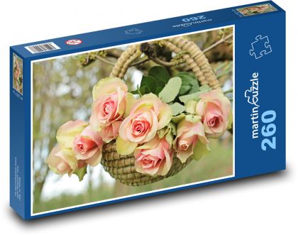 Košík s růžemi - puzzle 260 dílků