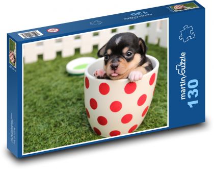 Roztomilé štěně v hrníčku - puzzle 130 dílků
