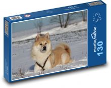 Pes - akita inu v snehu Puzzle 130 dielikov - 28,7 x 20 cm 