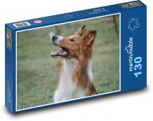Collie gotowy do skoku Puzzle 130 elementów - 28,7x20 cm