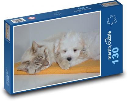 Kočka a pes - Puzzle 130 dílků, rozměr 28,7x20 cm