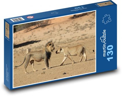 Lion and lioness on the savannah - Puzzle 130 pieces, size 28.7x20 cm 