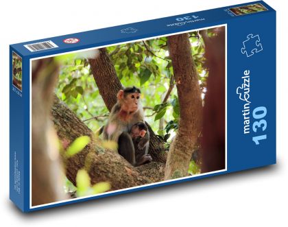Opice s mládětem na stromě - puzzle 130 dílků