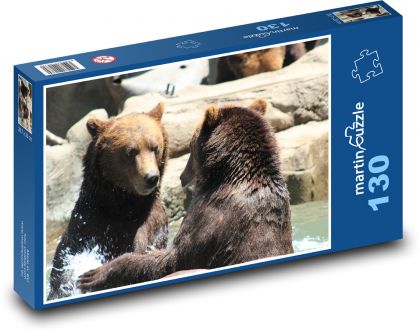 Medvede vo vode - Puzzle 130 dielikov, rozmer 28,7x20 cm 