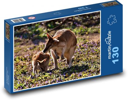 Klokan s bábätkom v prírode - Puzzle 130 dielikov, rozmer 28,7x20 cm 