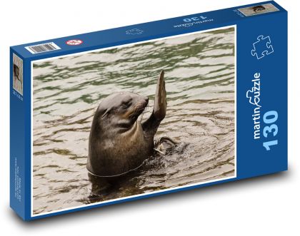 Morský lev mávajúci plutvami z vody - Puzzle 130 dielikov, rozmer 28,7x20 cm 