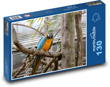 Blau-gelber Ara auf einem Ast - Puzzle - 130 Teile