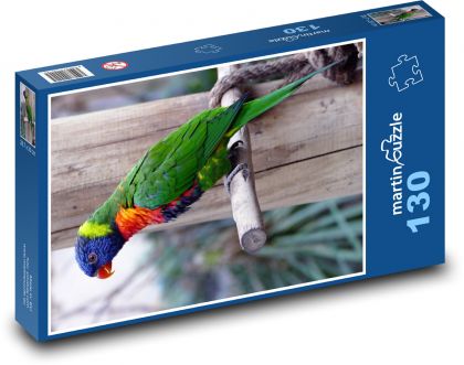 Rainbow parrot sitting on a stick - Puzzle 130 pieces, size 28.7x20 cm 