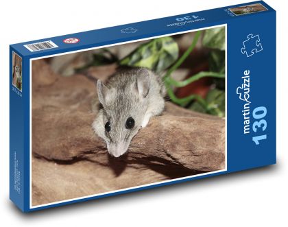Sivá myš s čiernymi očami - Puzzle 130 dielikov, rozmer 28,7x20 cm 