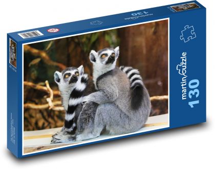 Two lemurs in nature - Puzzle 130 pieces, size 28.7x20 cm 