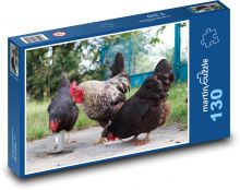 Huhn und Hahn im Hinterhof Puzzle 130 Teile - 28,7x20 cm