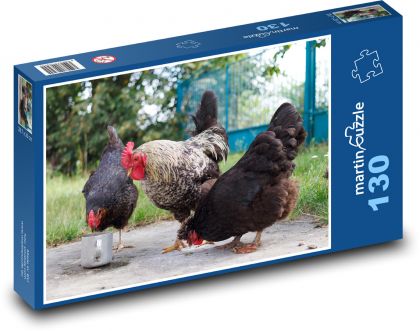 Huhn und Hahn im Hinterhof - Puzzle - 130 Teile