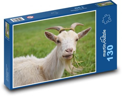 Bílá koza na pastvě - puzzle 130 dílků