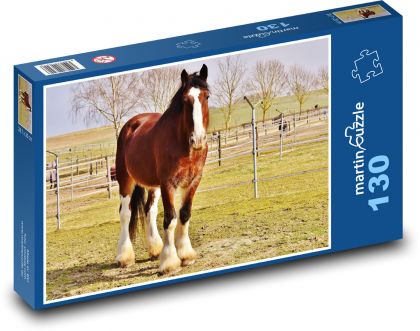 Hnědý kůň s bílou lysinou - puzzle 130 dílků