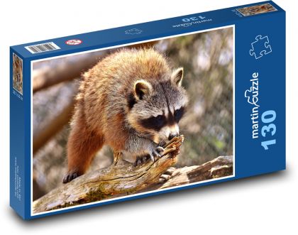 Szop wspinający się na drzewo - Puzzle 130 elementów, rozmiar 28,7x20 cm