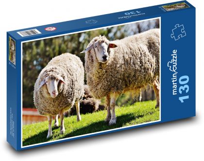 Schafe grasen auf Gras - Puzzle - 130 Teile