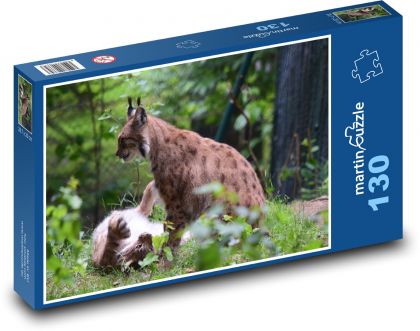 Luchs spielt im Wald - Puzzle - 130 Teile