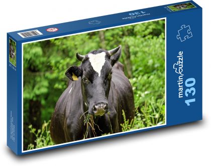 Black cow - Puzzle 130 pieces, size 28.7x20 cm 