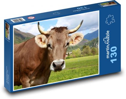 Byk z rogami - Puzzle 130 elementów, rozmiar 28,7x20 cm