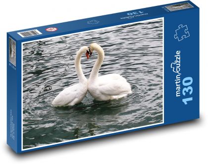 Zakochane łabędzie - Puzzle 130 elementów, rozmiar 28,7x20 cm