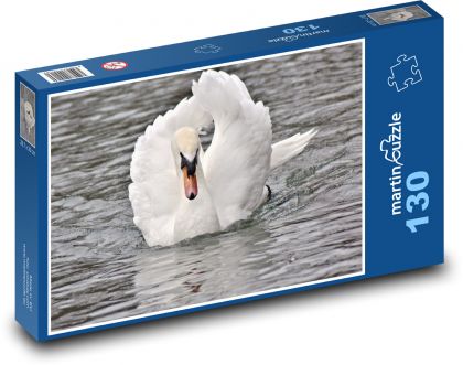 Biela labuť na rybníku - Puzzle 130 dielikov, rozmer 28,7x20 cm 