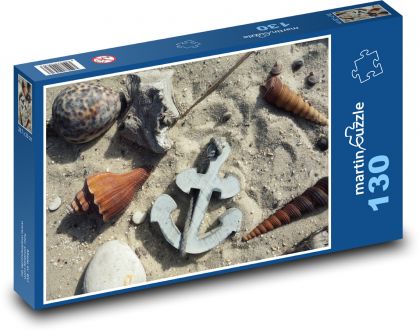 Škrupiny v piesku - Puzzle 130 dielikov, rozmer 28,7x20 cm 