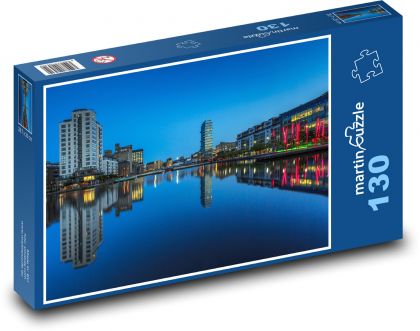 Dublin bei Nacht, ein Spiegelbild der Stadt an der Oberfläche - Puzzle - 130 Teile