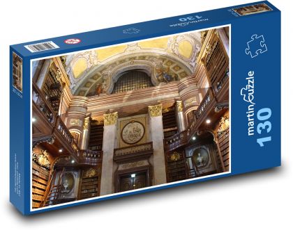 Viedeň - Baroková sieň Rakúskej národnej knižnice - Puzzle 130 dielikov, rozmer 28,7x20 cm 