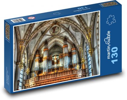 Wnętrze kościoła z organami - Puzzle 130 elementów, rozmiar 28,7x20 cm