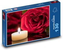 Róże, świeca Puzzle 130 elementów - 28,7x20 cm
