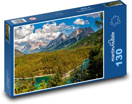 Rakousko - hory, jezero - Puzzle 130 dílků, rozměr 28,7x20 cm