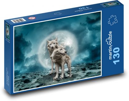 Vlk - měsíc - Puzzle 130 dílků, rozměr 28,7x20 cm