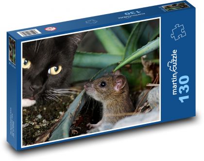 Kočka a myš - Puzzle 130 dílků, rozměr 28,7x20 cm