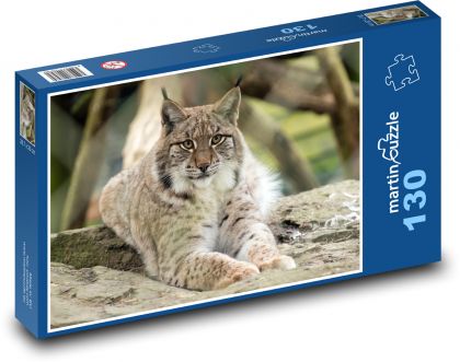 Rys ostrovid - lying on the glass - Puzzle 130 pieces, size 28.7x20 cm 