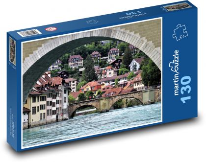 Bern, most, řeka - Puzzle 130 dílků, rozměr 28,7x20 cm