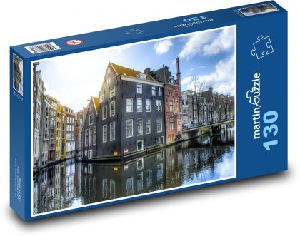 Amsterdam, architektura, voda - Puzzle 130 dílků, rozměr 28,7x20 cm