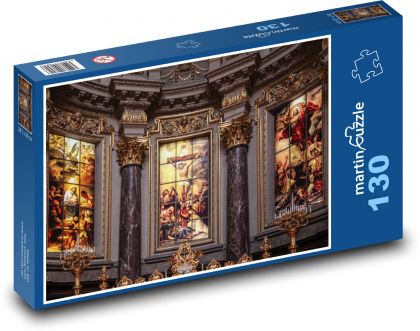 Kostel, oltář - Puzzle 130 dílků, rozměr 28,7x20 cm