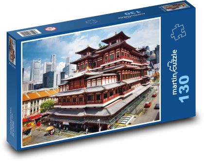 Singapur - Chrám Buddhova zubu - Puzzle 130 dílků, rozměr 28,7x20 cm