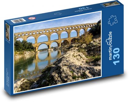 Akwedukt Pont du Gard we Francji - Puzzle 130 elementów, rozmiar 28,7x20 cm