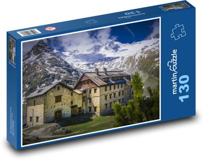Rakousko - Zillertal, horská chata - Puzzle 130 dílků, rozměr 28,7x20 cm