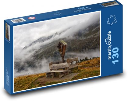Fog at the cross in the Alps - Puzzle 130 pieces, size 28.7x20 cm 