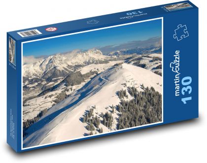 Rakousko - Alpy, sjezdovky - Puzzle 130 dílků, rozměr 28,7x20 cm