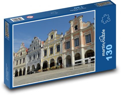 Historické domy Telč - Slovensko - Puzzle 130 dielikov, rozmer 28,7x20 cm 