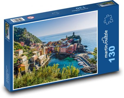 Statki w porcie - Cinque Terre, Włochy - Puzzle 130 elementów, rozmiar 28,7x20 cm