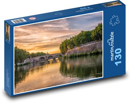 Stone bridge over river - Rome, Italy - Puzzle 130 pieces, size 28.7x20 cm 