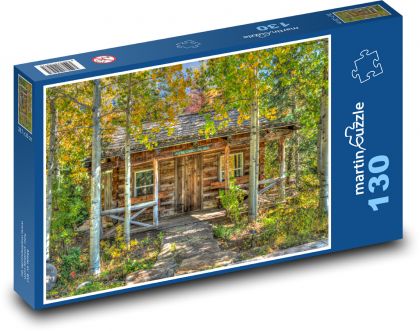 Chatka w lesie - Puzzle 130 elementów, rozmiar 28,7x20 cm