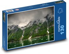 Nordischer Fjord mit Wasserfällen Puzzle 130 Teile - 28,7x20 cm
