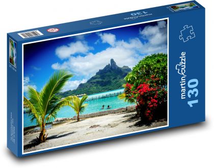 Palmy na plaży - Puzzle 130 elementów, rozmiar 28,7x20 cm