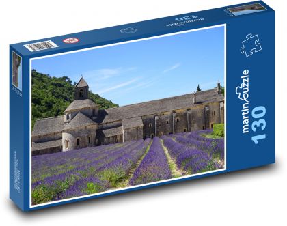 Levanduľové pole v kláštore Sénanque - Francúzsko - Puzzle 130 dielikov, rozmer 28,7x20 cm 